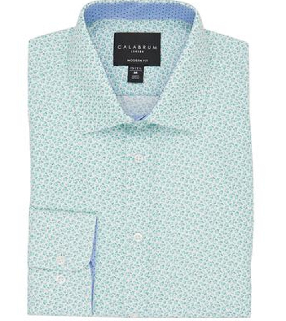 Calabrum Men's Regular Fit Performance Dress Shirt Green Size XL