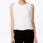 Calvin Klein Women's Sleeveless Pleated Blouse White Size Small