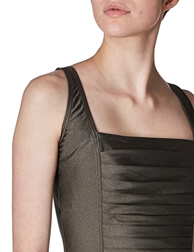 Calvin Klein Women's Pleated One Piece Swimsuit Brown Size 16