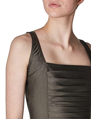 Calvin Klein Women's Pleated One Piece Swimsuit Brown Size 16