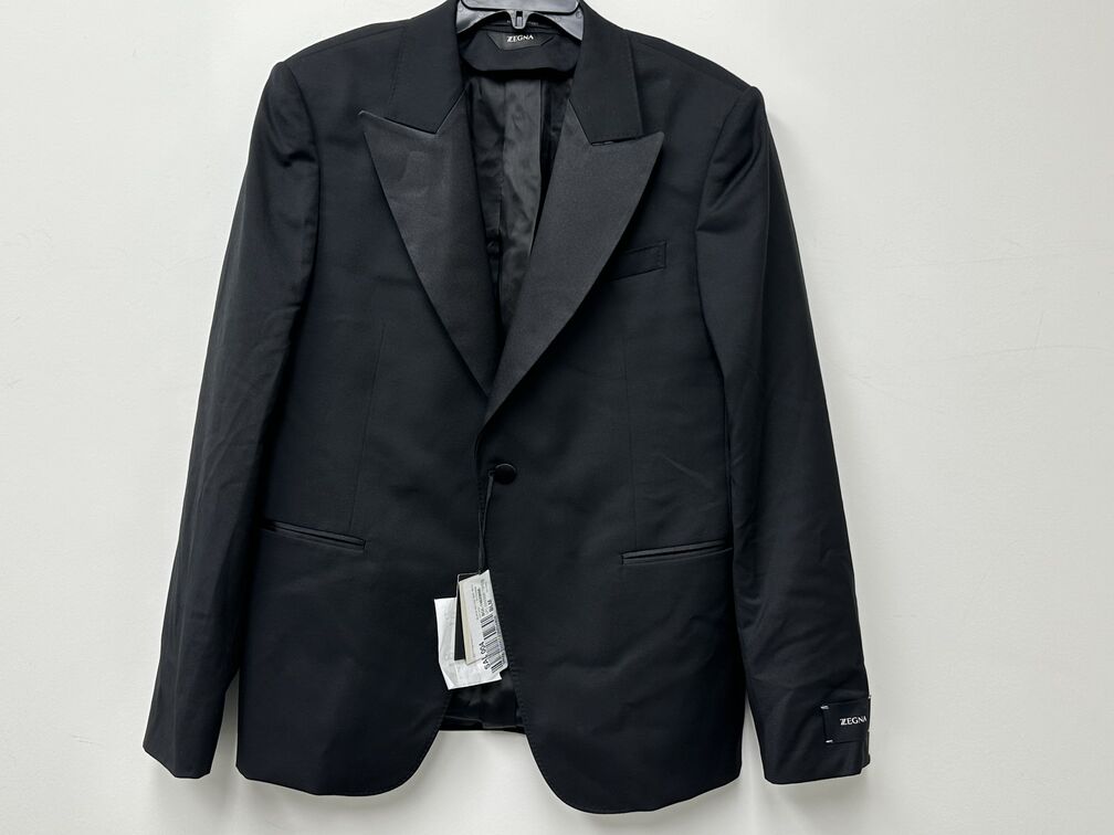 Z Zegna Men's Trim Fit Wool & Mohair Tuxedo Jacket Black Size 52L IT / 42L US