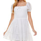 Crystal Doll Junior's Clip Dot Smocked Dress White Size Medium
