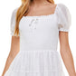Crystal Doll Junior's Clip Dot Smocked Dress White Size Medium