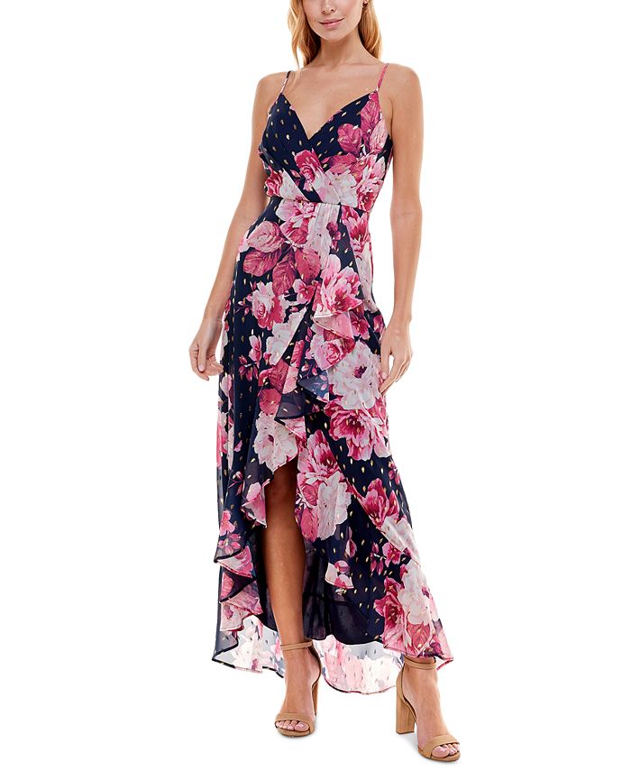 Crystal Doll Junior's Printed Ruffled Dress Blue Size 9