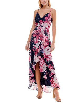 Crystal Doll Junior's Printed Ruffled Dress Blue Size 9