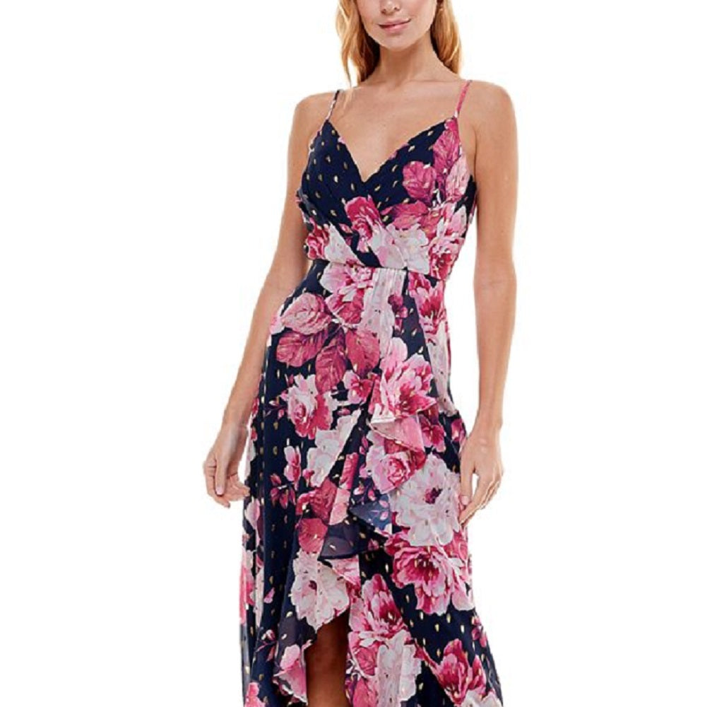 Crystal Doll Junior's Printed Ruffled Dress Blue Size 9