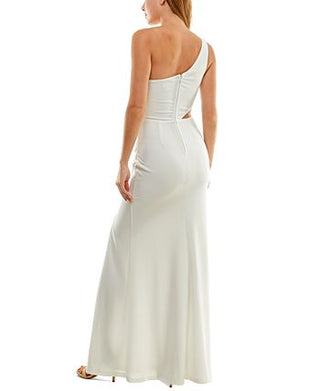 Crystal Doll Junior's One Shoulder Gown White Size 3