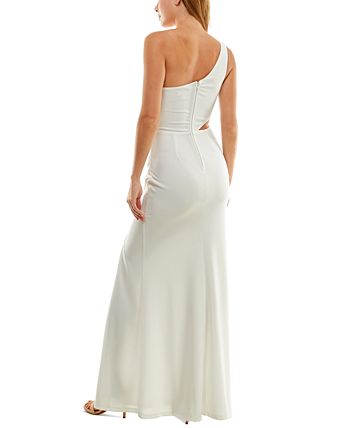 Crystal Doll Junior's One Shoulder Gown White Size 7