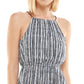Crystal Doll Junior's Striped Asymmetrical Hem Dress White Size Large