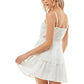 Crystal Doll Junior's Bow-Front Tiered Dress White Size Medium
