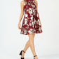 Robbie Bee Women's Floral Metallic Printed Sleeveless Mini Trapeze Dress Red Size 6 Petite