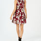 Robbie Bee Women's Floral Metallic Printed Mock Neck Dress Red Size 12 Petite