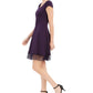 Donna Ricco Women's Lace Trim Fit & Flare Dress Purple Size 16