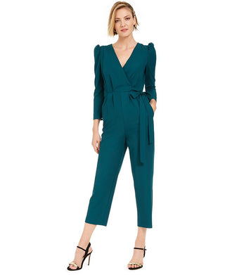 Julia Jordan Women's Puff Shoulder Jumpsuit Green Size 2