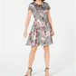 Robbie Bee Women's Floral Menswear Print Dress Black/Pink Size Petite M