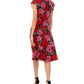 Julia Jordan Women's Ruffle Neck Button Front Tie Waist Dress Red Size 2