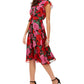 Julia Jordan Women's Ruffle Neck Button Front Tie Waist Dress Red Size 2