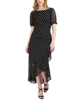 Julia Jordan Women's Polka Dot Ruffled Maxi Dress Black Size 16