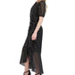 Julia Jordan Women's Polka Dot Ruffled Maxi Dress Black Size 16