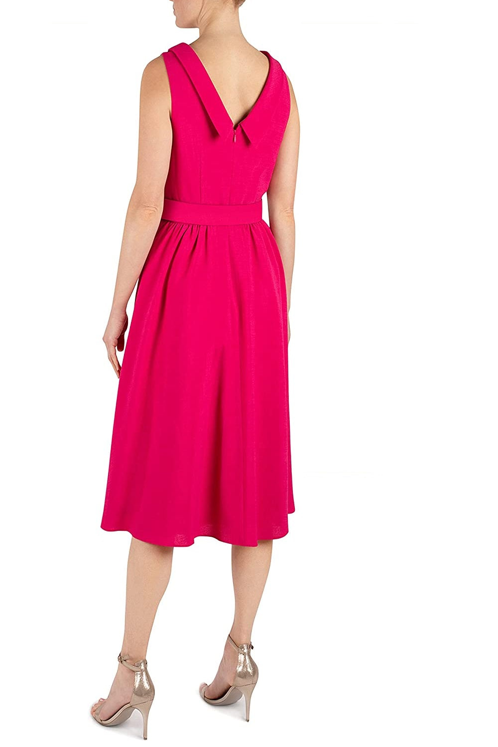 Donna Ricco Women's Portrait Collar A Line Dress Hot Pink Size 10