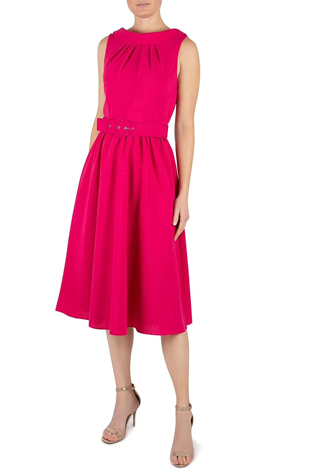 Donna Ricco Women's Portrait Collar A Line Dress Hot Pink Size 10