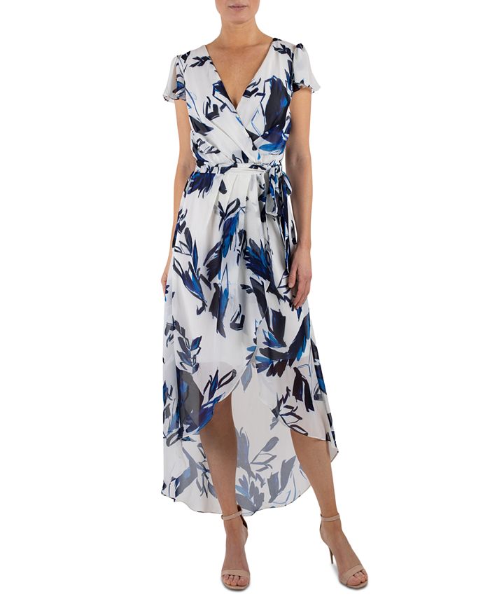 Julia Jordan Women's Printed High Low Maxi Dress Blue Size 14