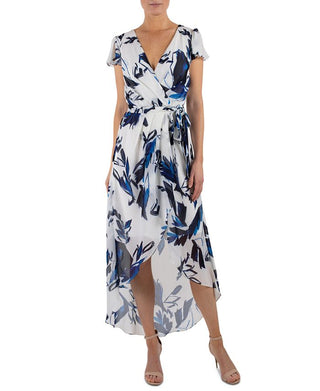Julia Jordan Women's Printed High Low Maxi Dress Blue Size 14
