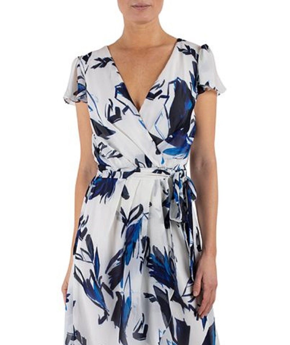Julia Jordan Women's Printed High Low Maxi Dress Blue Size 14