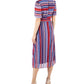 Julia Jordan Women's Geometric Stripe Print Midi Dress Blue Size 8