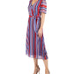 Julia Jordan Women's Geometric Stripe Print Midi Dress Blue Size 8