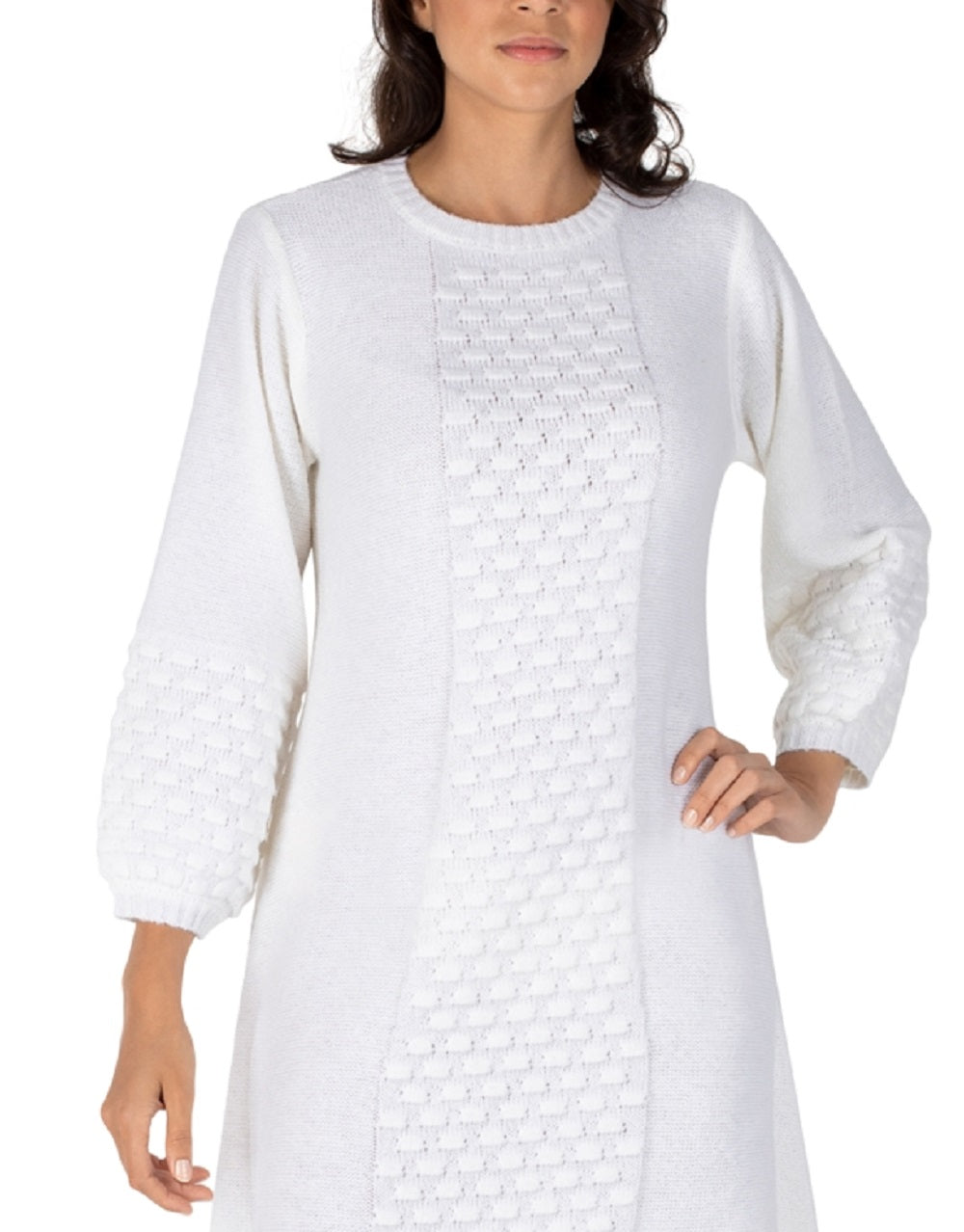 Robbie Bee Women's Textured Sweater Dress White Size X-Large