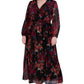 Robbie Bee Women's Floral Chiffon Maxi Dress Black Size 14W