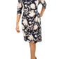 Robbie Bee Women's Floral Print Side Knot Dress Blue Size Petite Large