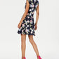Robbie Bee Women's Triple Ruffle Fit & Flare Dress Blue Size Petite Medium