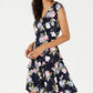 Robbie Bee Women's Triple Ruffle Fit & Flare Dress Blue Size Petite Medium