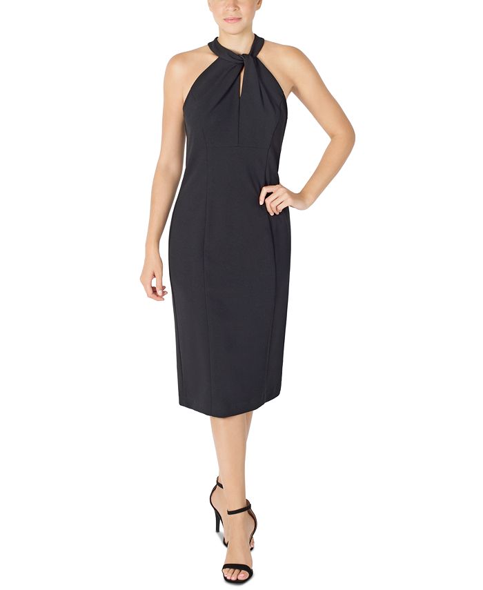 Julia Jordan Women's Twist Neck Sheath Dress Black Size 8