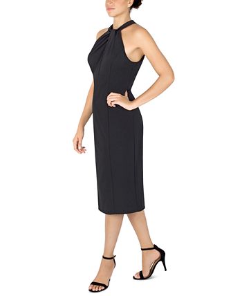 Julia Jordan Women's Twist Neck Sheath Dress Black Size 8