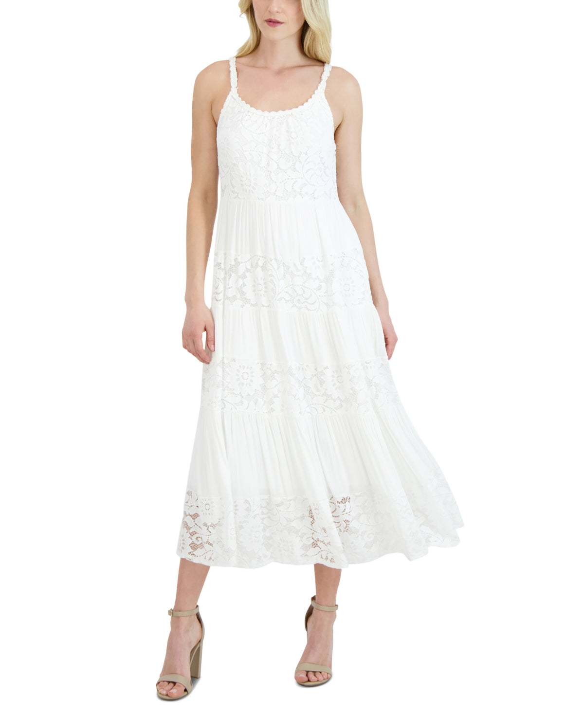 Robbie Bee Women's Lace A Line Dress White Size Medium