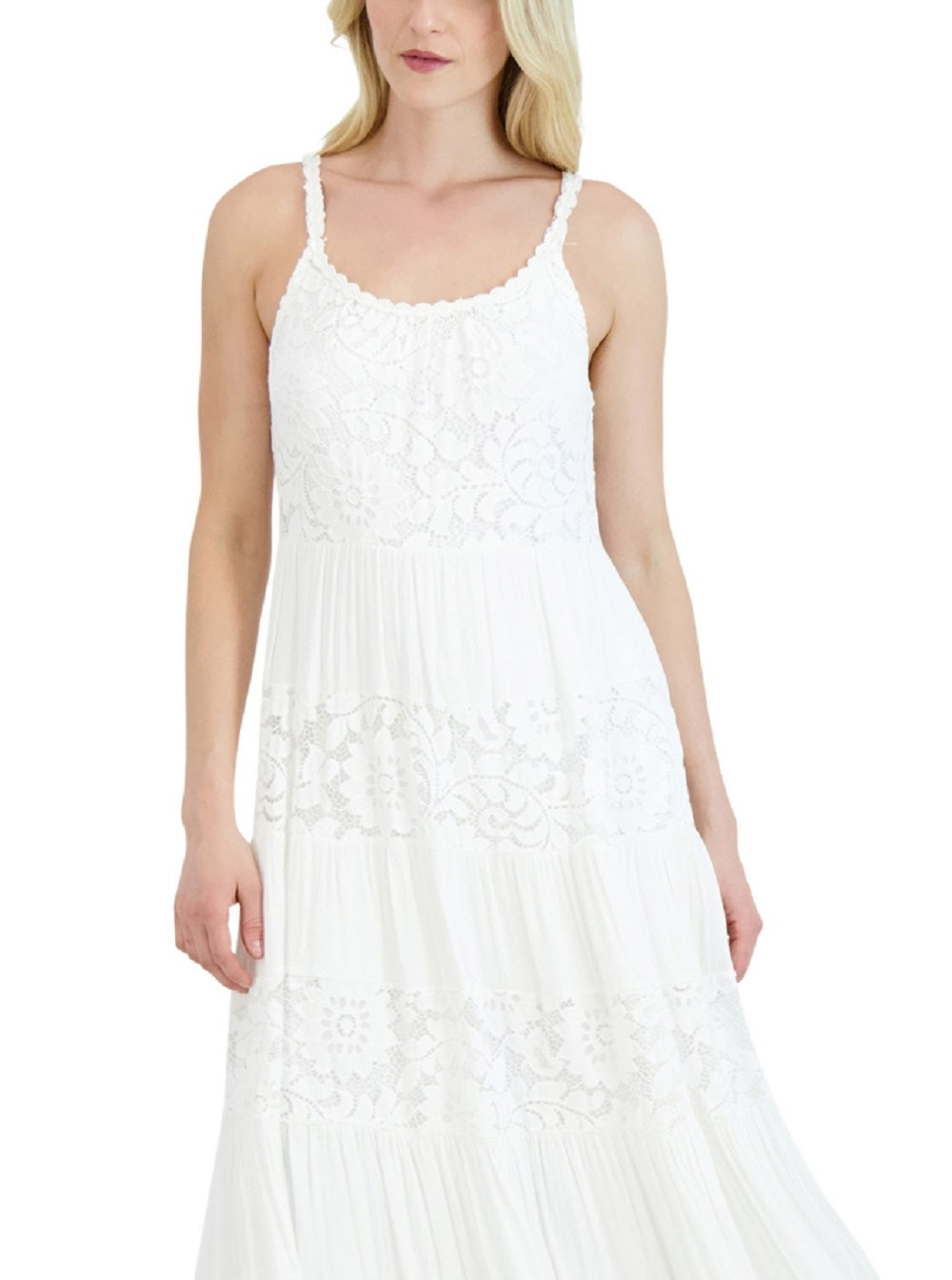 Robbie Bee Women's Lace A Line Dress White Size Large