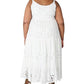 Robbie Bee Women's Sleeveless Tiered Lace Maxi Dress White Size 3X