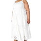 Robbie Bee Women's Sleeveless Tiered Lace Maxi Dress White Size 3X