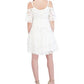 Robbie Bee Women's Cold Shoulder Gauze Lace Shift Dress White Size Petite Large