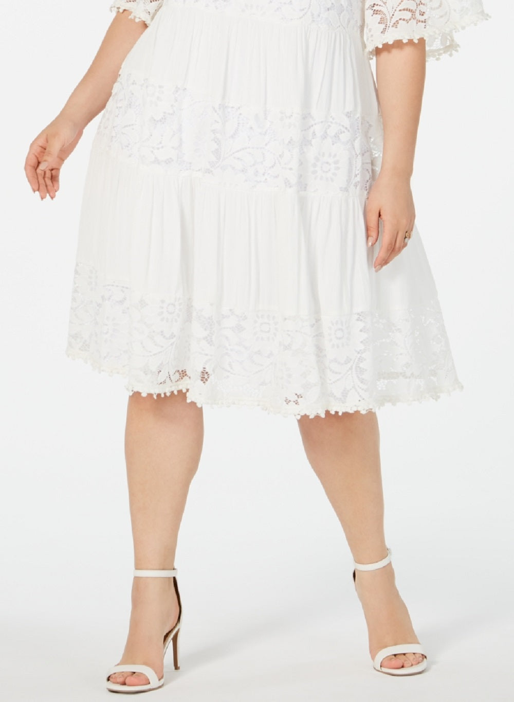 Robbie Bee Women's Lace Cold Shoulder Dress White Size 1X