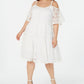 Robbie Bee Women's Lace Cold Shoulder Dress White Size 1X