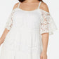 Robbie Bee Women's Lace Cold Shoulder Dress White Size 3X