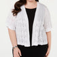 Robbie Bee Women's Short Sleeve Crocheted Shrug White Size 2X