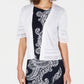 Robbie Bee Women's Short Sleeve Eyelet Trim Shrug White Size Petite Small