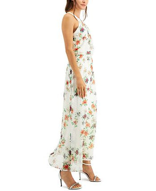 Robbie Bee Women's Chiffon Maxi Dress White Size 8Petite