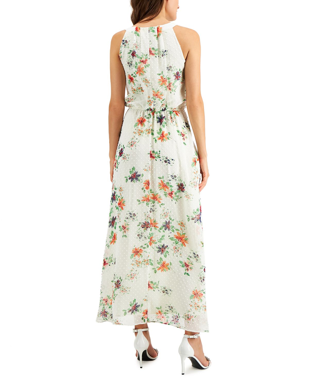 Robbie Bee Women's Chiffon Maxi Dress White Size 14 Petite
