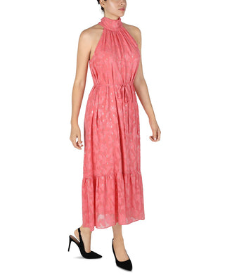 Donna Ricco Women's Halter Neck Midi Dress Orange Size 6